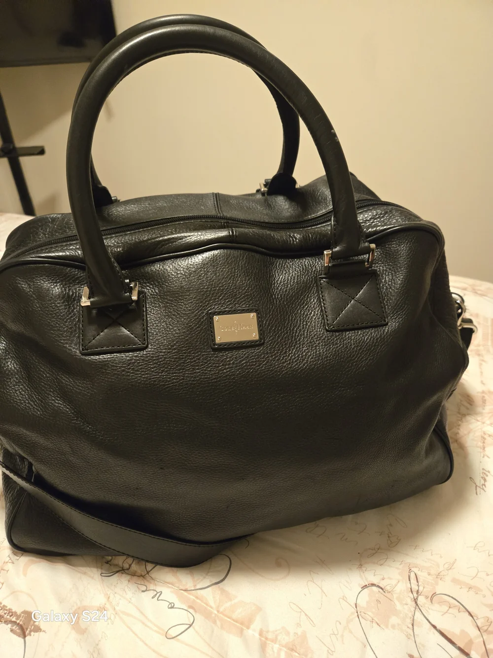 Cole Haan Men's Black Leather Weekender Bag - Classic Carryall